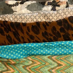 Set of 5 Infinity Scarves - varied sizes and textures.